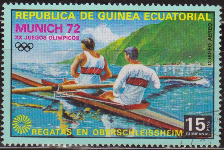 Guinea Ecuatorial 1972 Michel 093 Sello * Juegos Olimpicos Munich'72 Regatas en Oberschleissheim 15p Guinée Equatoriale Preobliteré Matasello de favor Preobliterado 
